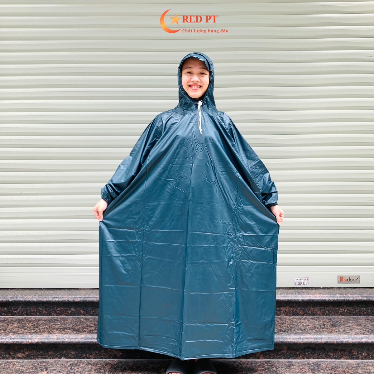 Áo mưa bít 1 người chống thấm PVC dẻo dày dặn nam nữ chất lượng cao RED PT